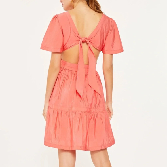 Cinq A Sept Judith Cutout Dress Size 2 in Neon Coral - Picture 2 of 9